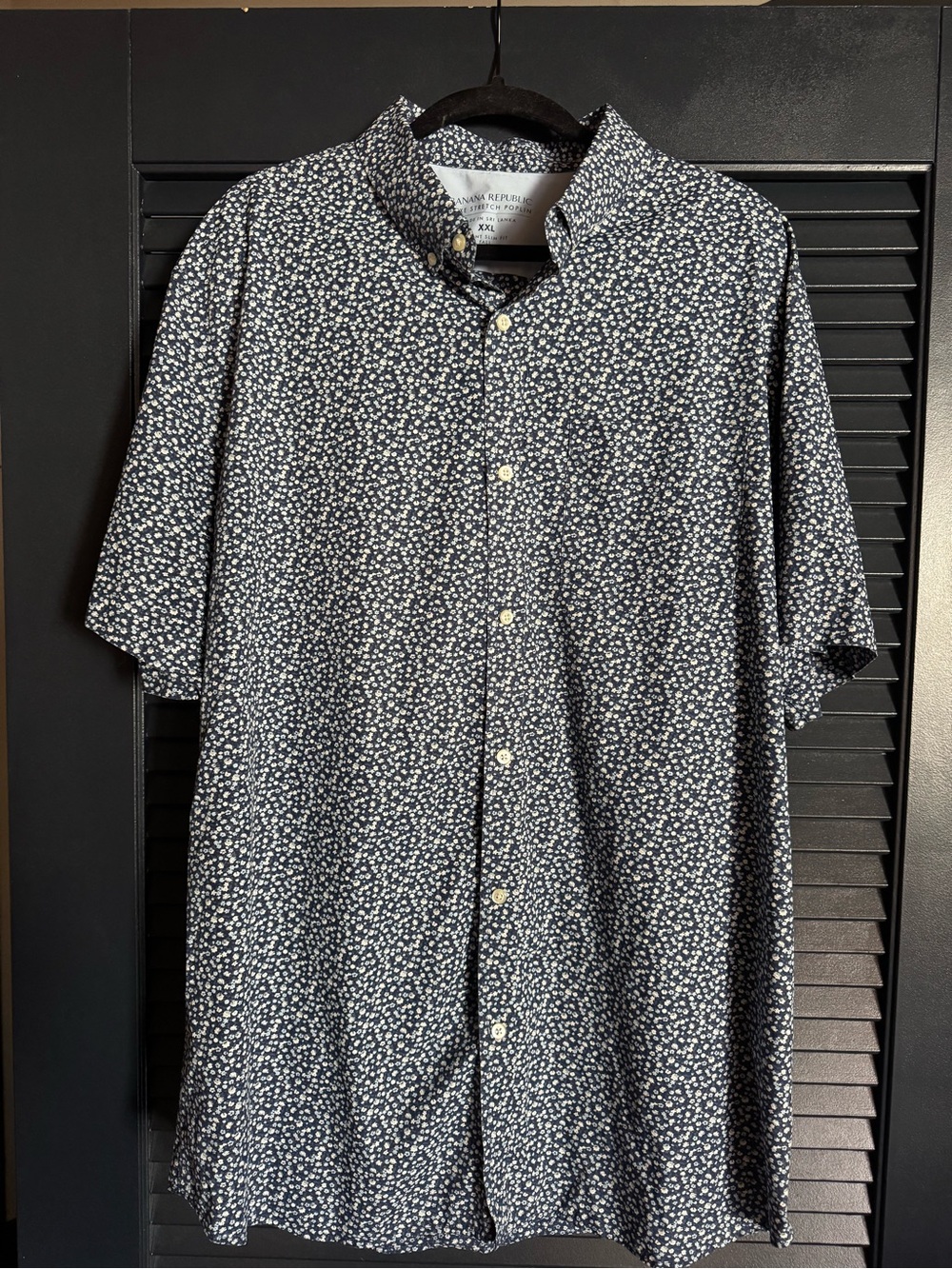 Banana Republic Navy Floral Shirt XXL Tall Grant Slim Fit
